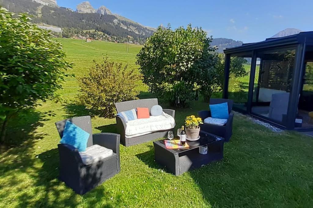 Studio Dans Un Chalet Avec Jardin Privatif Leysin Exteriör bild